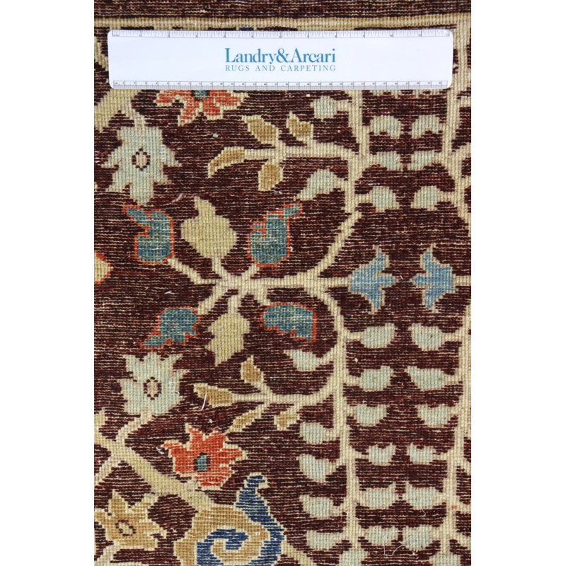 Tapis unique brun / ivoire / bleu 8 pi 10 po x 11 pi 9 po Sickle Leaf