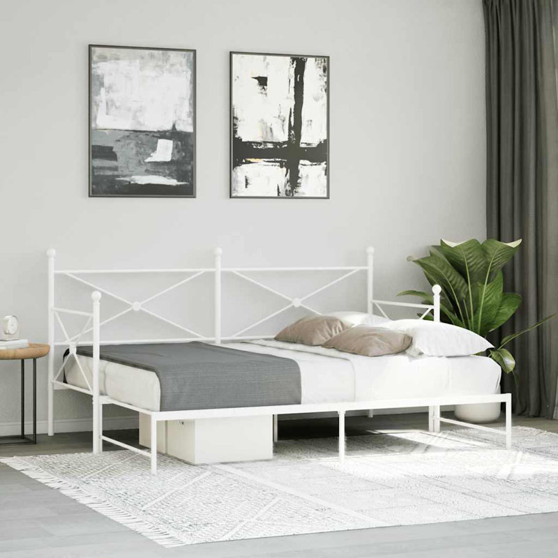 Daybed With Trundle Steel Expandable, Full, White