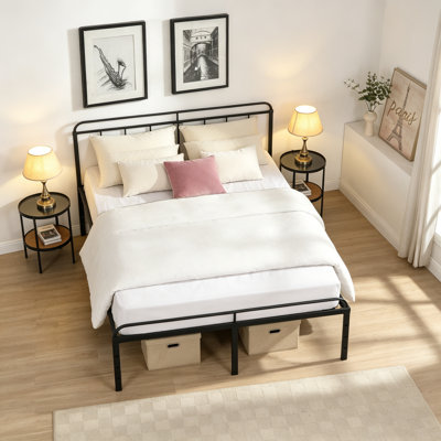 Queen Size Bed Frame , Heavy Duty Metal Bed Frame , Quick & Easy Assembly, No Noise, Black