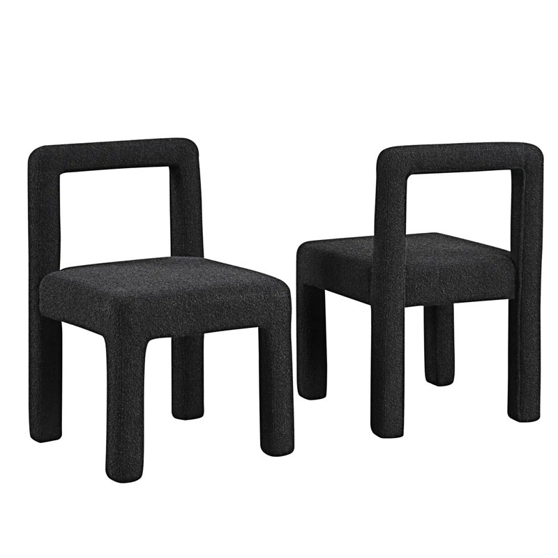 Chaise de salle à manger rembourrée (ensemble de 2), Noir