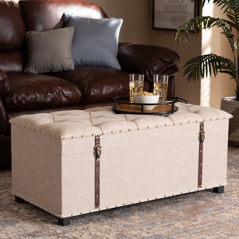 Repose-pieds avec rangement Belardo, Beige