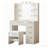 Modern Fluted Makeup Vanity Set with LED Bulb Mirror, Multi Storage Drawers & Matching Upholstered Stool