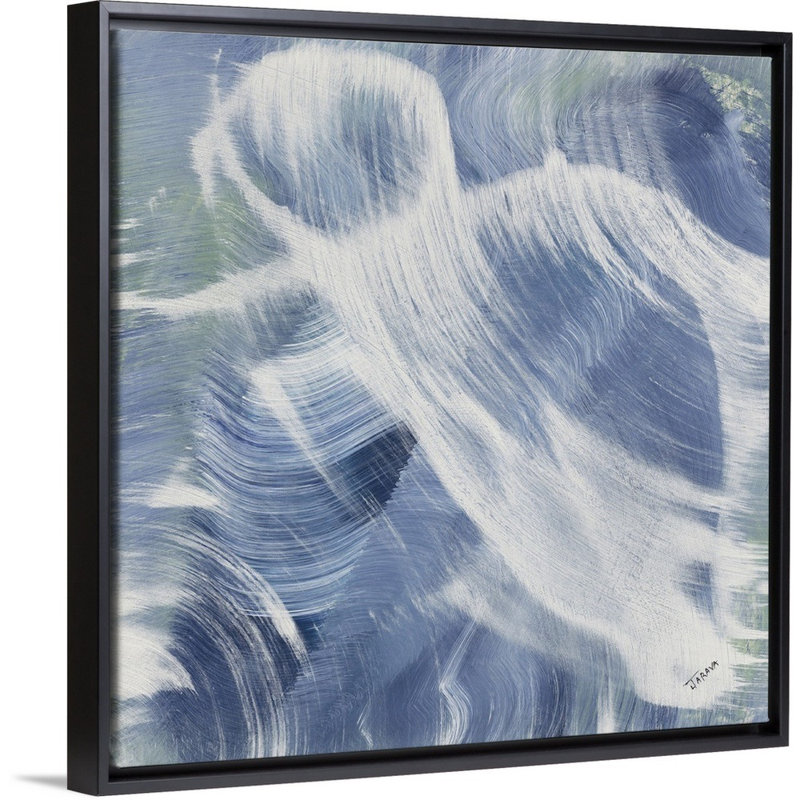« blue aura ii », peinture sur toile, H 17,7 po x l 17,7 po x P 1,75 po, Cadre flottant noir