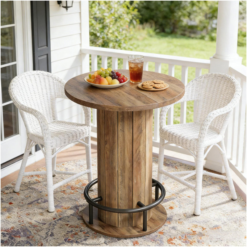 Small Meeting Table,Bar Table,Round Dining Table, Brown