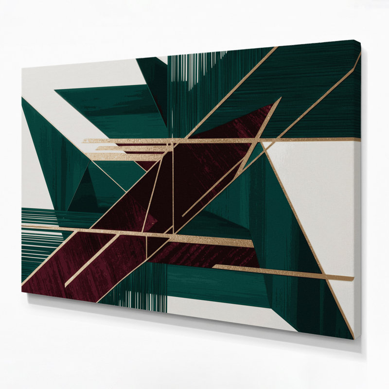 «Geometric Abstraction 63», art mural sur toile bleue, H 20 po x l 30 po