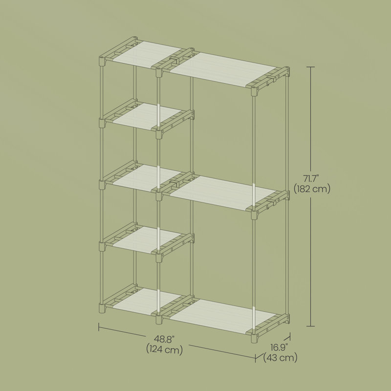 Armoire portative, Organisateur de placard autoportant avec tablettes, Tringles de suspension, Pour vestiaire, Chambre à coucher