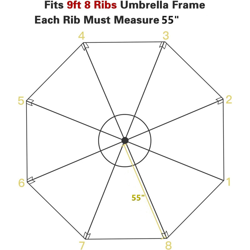 Auvent / poteau de remplacement pour parasol 9 pi x 8 pi Rendy, Bleu pacifique