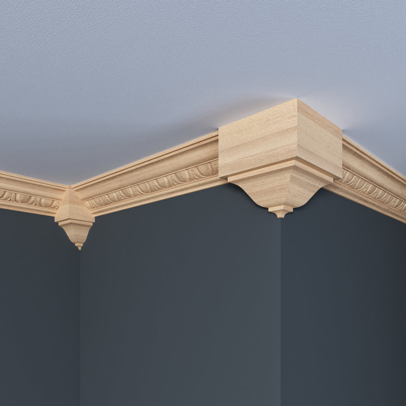 Unfinished Wood Inside Corner Crown Connector Block
