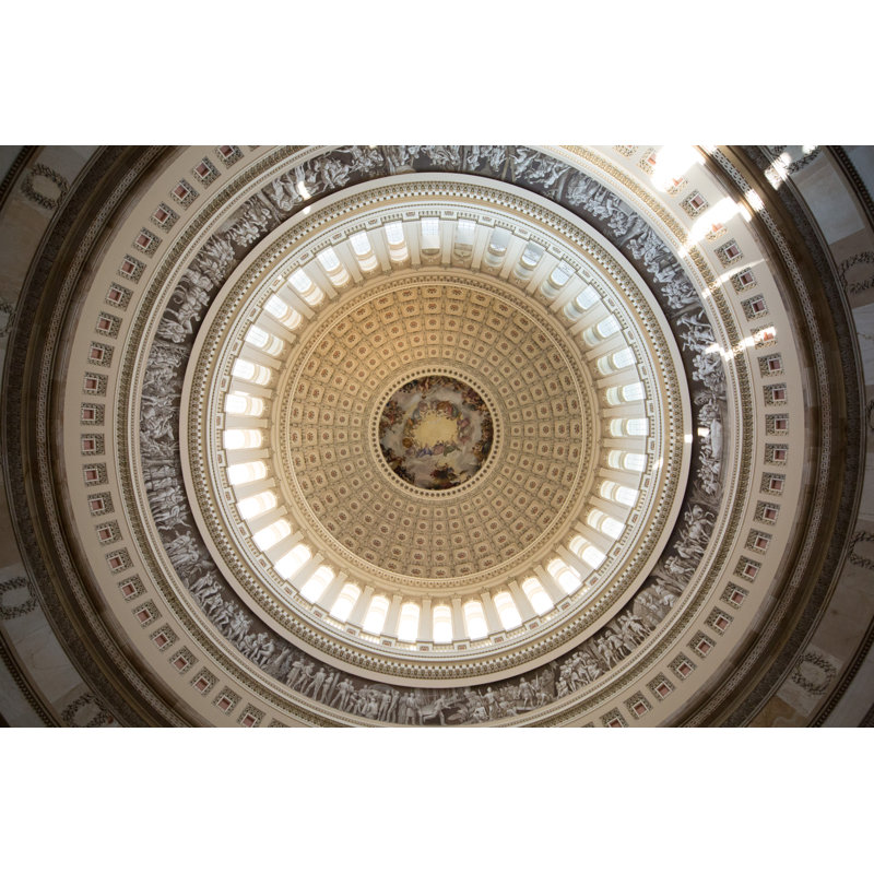 Rotonde de l'intérieur du Capitole des États-Unis, vue de l'intérieur vers le haut, H 24 po x l 36 po x P 1,5 po