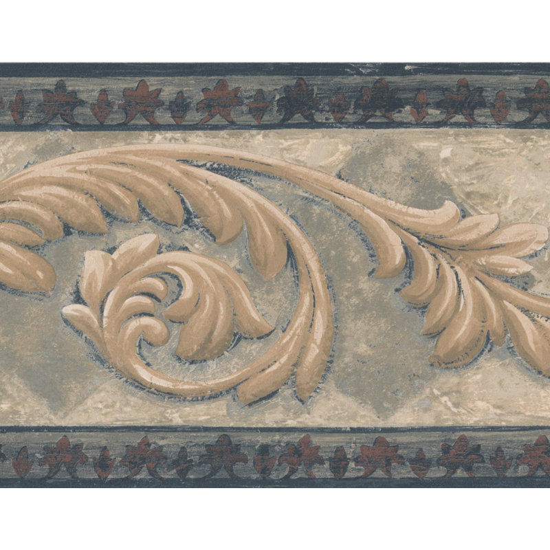  Bordure de papier peint damassé L 15 pi x l 7 po Modern Vine