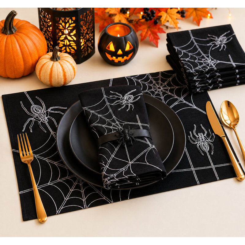 Napperon d’Halloween en toile 20 po, Noir