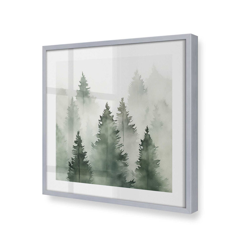 Green Haze Woodland I, Cadre en chrome poli, H 17,75 po x l 17,75 po