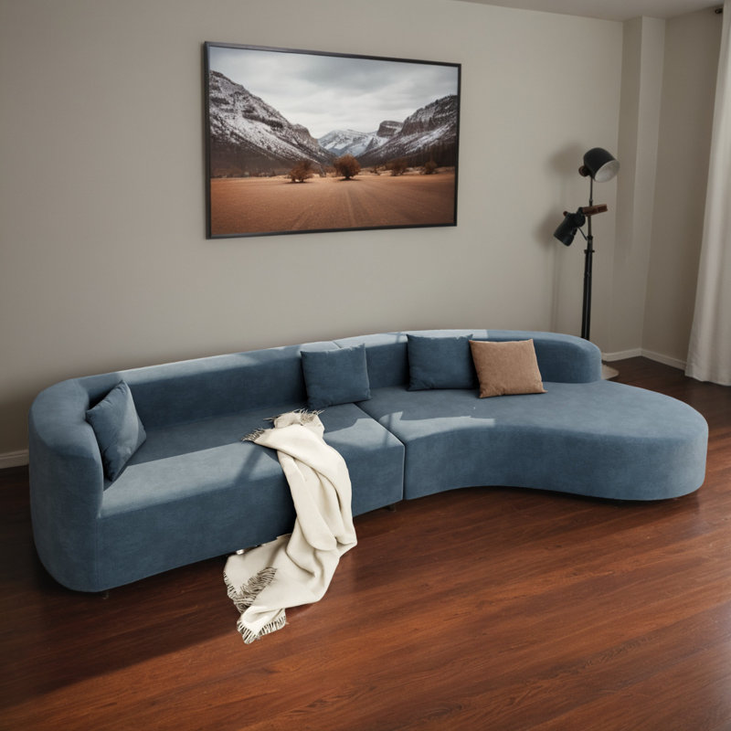 Canapé modulaire rembourré 2 pièces pour le salon, Mélange de polyester bleu
