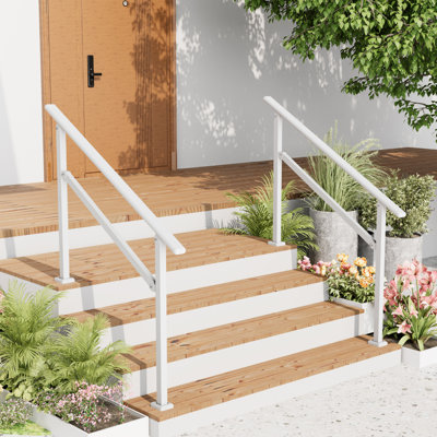 2 Pack Hand Rails for Outdoor Steps,4-5 Step Railing for Stairs,Adjustable Porch Railing,Hand Rails for Seniors,Outdoor Deck Handrails for Exterior Steps,Black