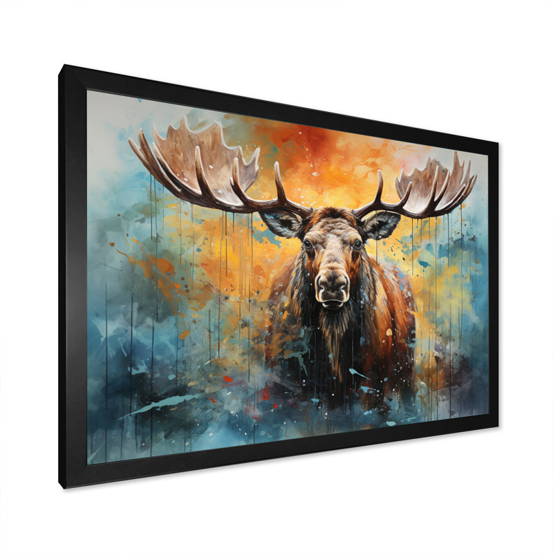 «Colorful Moose Majestic Collage II - Moose», reproduction sur toile encadrée, H 34 po x l 44 po x P 1,5 po