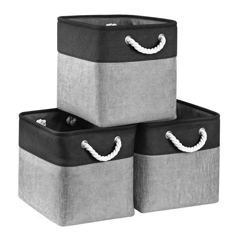 Breakwater Bay Fabric Storage Bag, Grey Base / Black