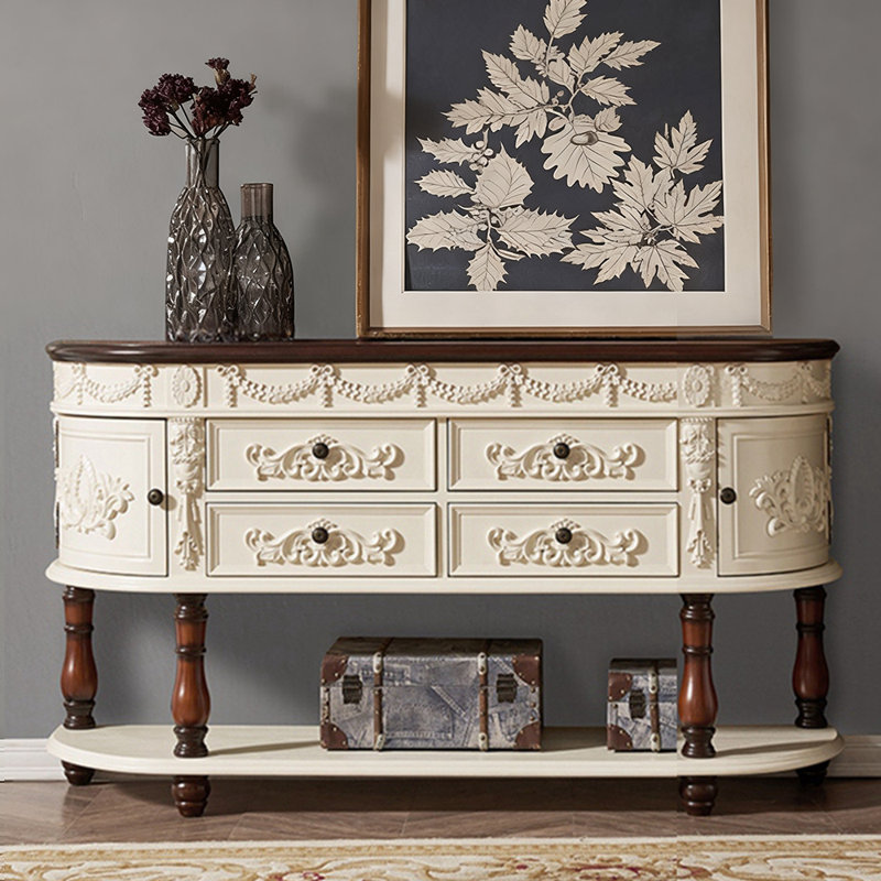 Console Castleman, Brun / Beige, Brun, H 33,9 po x l 55,1 po x P 15,7 po