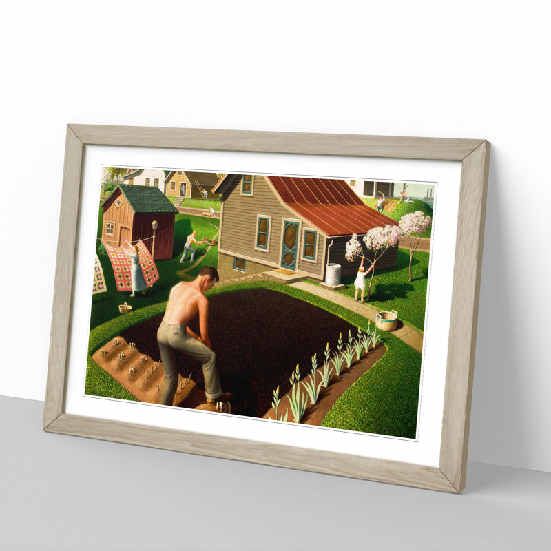 Spring in Town by Grant Wood - Picture Frame Painting, Oak, 27cm H x 36cm W x 2cm D