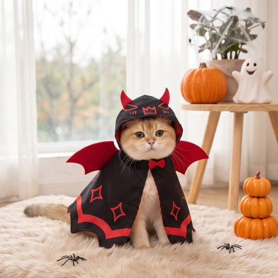 Cape ajustable pour animaux de compagnie (chats et petits chiens) avec cordon de cou, idéale pour les fêtes, les photos, les anniversaires et autres événements.
