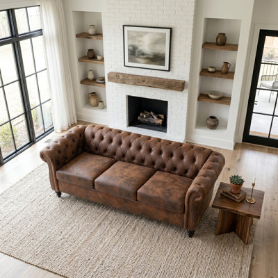 Canapé Chesterfield à accoudoirs roulés 3 places 84,65 po pour salon