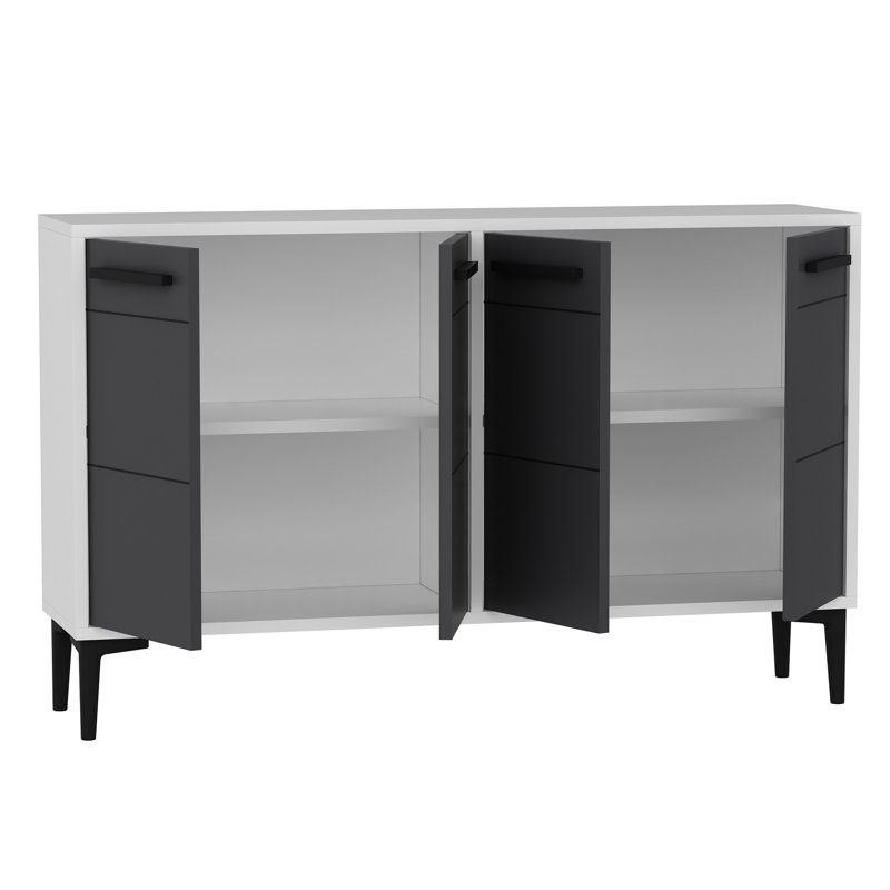 Console moderne, blanche et anthracite, 47,2 po x 11,8 po x 29,5 po | 100% panneau de particules enduit de mélamine, épaisseur: 0,7 pouce | Pieds en PVC durables, parfaits pour le vestibule ou le salon, design élégant et fonctionnel