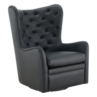 Fauteuil à oreilles pivotant capitonné en similicuir Waverly