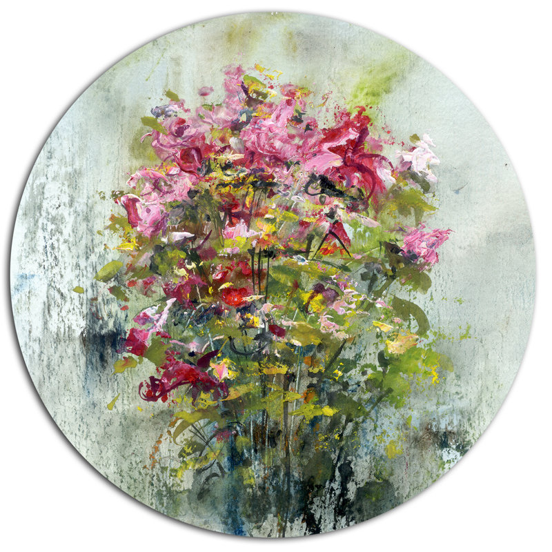 «Bouquets of Roses Paint Art», peinture, H 38 po x l 38 po x P 1 po, Métal