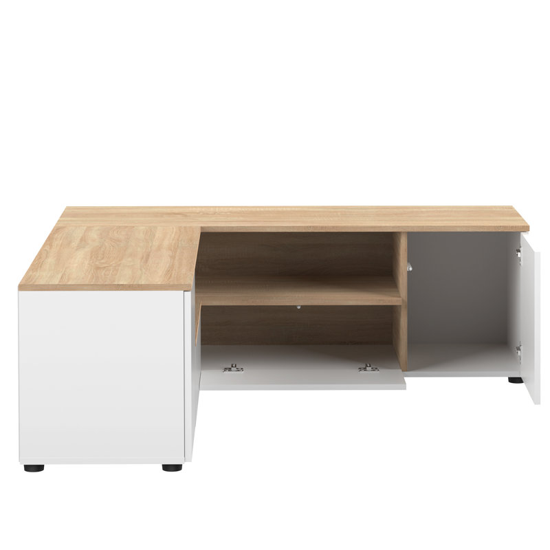Danilynn Corner TV Stand for TVs up to 55", Oak and White
