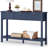 Fluted 47.2" Console Table with 3 Drawers, Modern Wood 2 Tier Entryway Table with Open Storage Shelf, Sofa Entry Tables Behind Couch for Living Room, Hallway, Entrance Foyer (Dark Navy Blue)-266278198