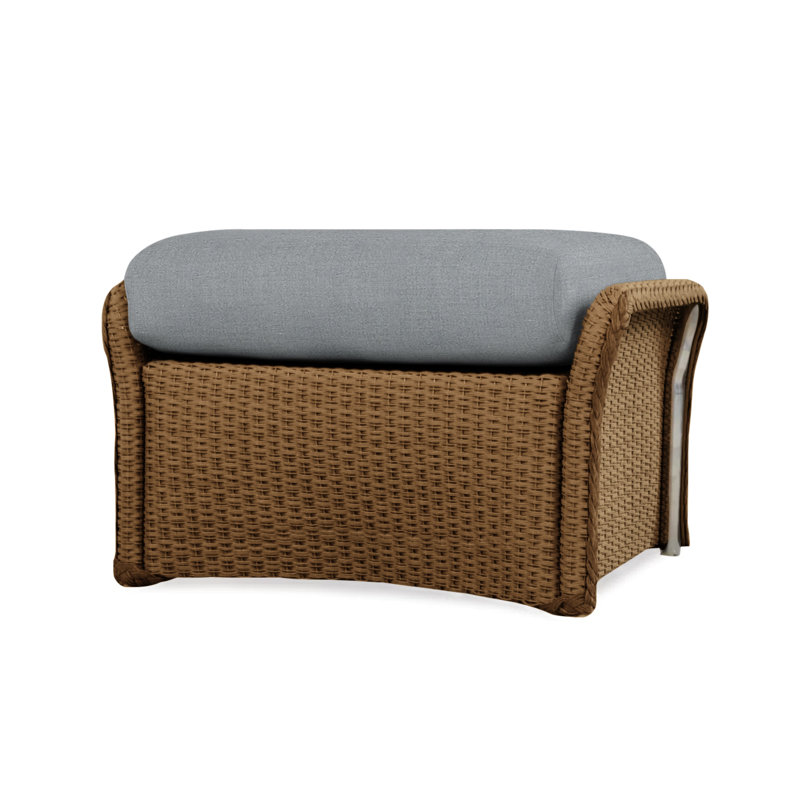 Weekend Retreat Outdoor Ottoman, Sandberg Pewter, White