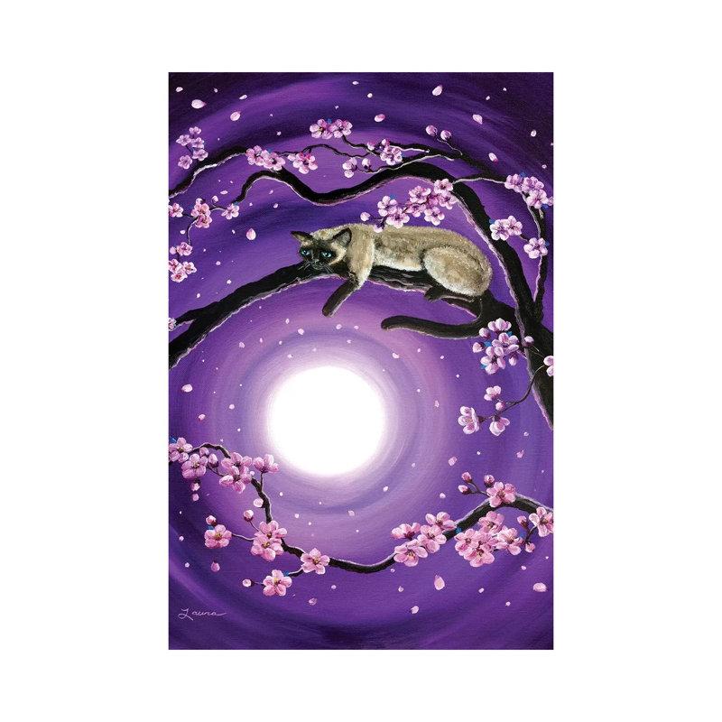 Purple Moonlight Sakura by Laura Iverson - Wrapped Canvas Print, 66.04 cm H x 45.72 cm W x 1.91 cm D