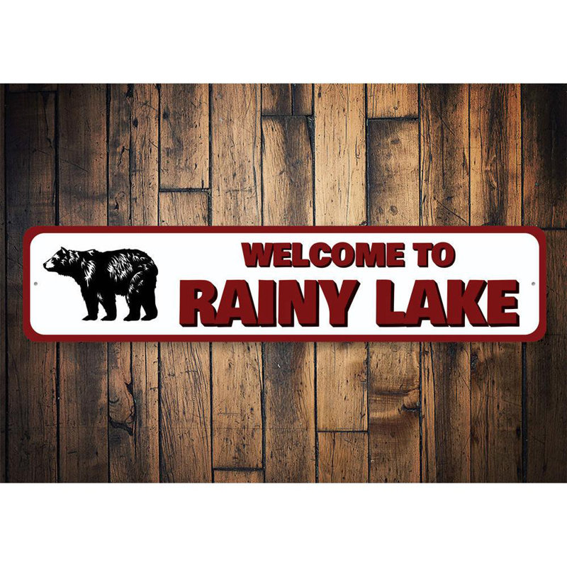 Panneau "Welcome to Lake" en aluminium, H 4 po x l 18 po x P 0,04 po
