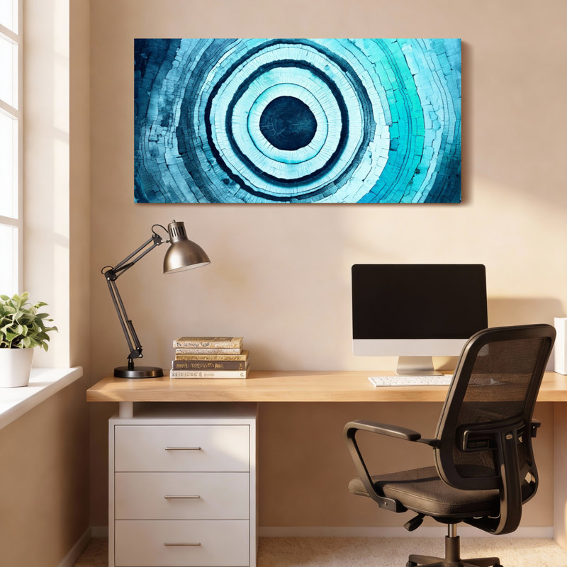 Ensemble de 1 tableau sur toile à motif circulaire bleu abstrait, 3216
