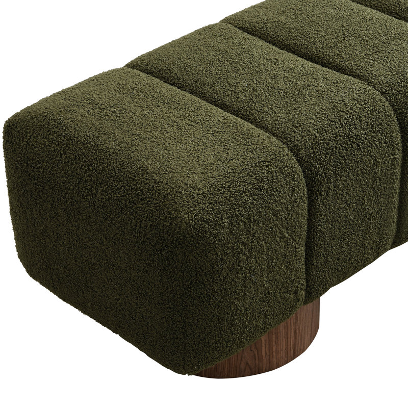 Boucle Upholstered Dining Stool, No Setup, 300 Lbs Capacity, Versatile For Room Furnishing Arrangement Ideas Concepts, Green