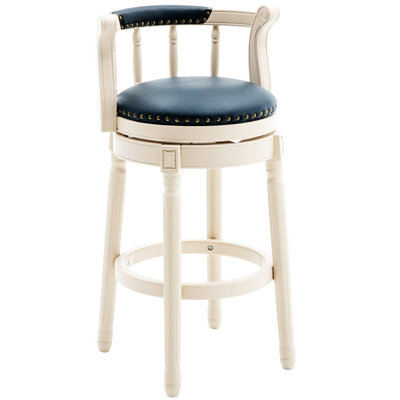 Tabourets de bar en bois et en cuir à hauteur de siège avec tabouret pivotant à 360 degrés avec dossier pour comptoir de cuisine