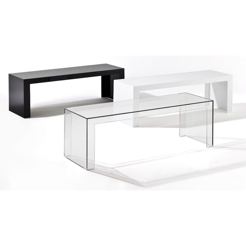 Invisible Coffee Table, 12.4" H x 47.24" L x 15.75" W, Transparent Crystal