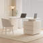 Bureau courbé blanc avec 3 tiroirs-108582135