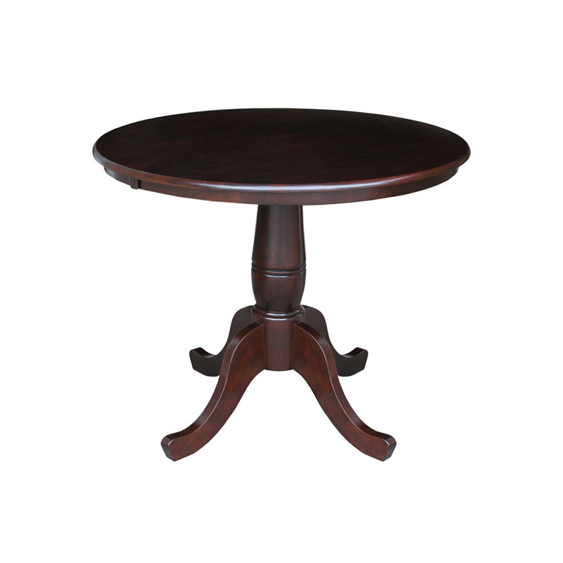 Table de salle à manger à piédestal en bois massif, H 30 po x L 30 po x l 30 po, Moka riche