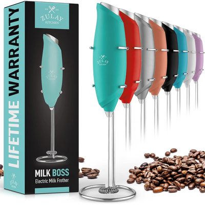 Zulay Kitchen One-Touch Milk Frother for Coffee Easy-Use Handheld Frother