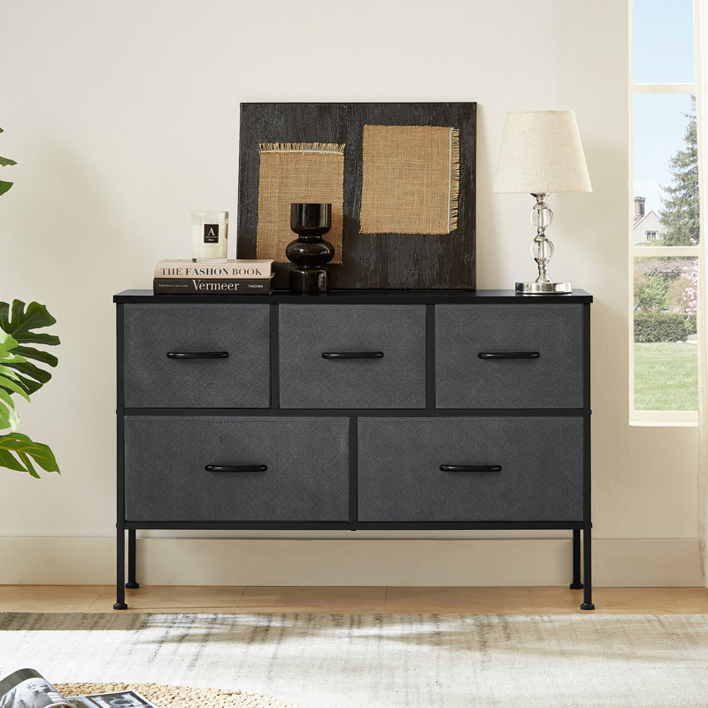Commode de rangement 5 tiroirs, Noir
