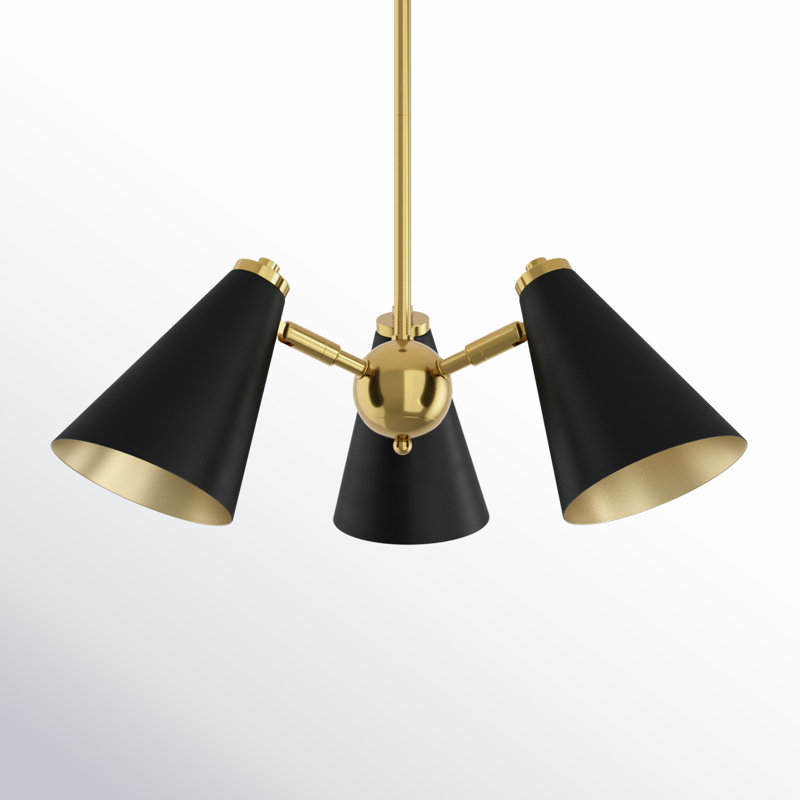 Avia 3 - Light Black/Brass Cone Pendant