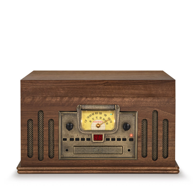 Walnut Vintage Style 8-in-1 Record Player with Bluetooth