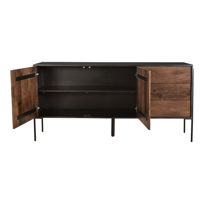 Demeter 66'' Sideboard, Black/Light Brown