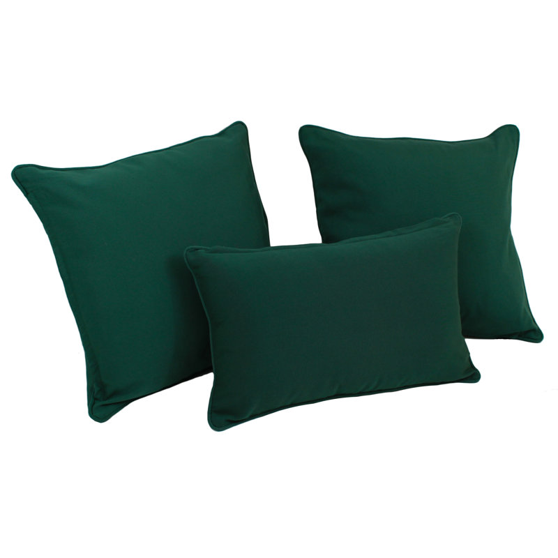  3 Piece Throw Pillow Set, Forrest Green Velvet