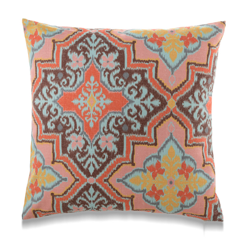 Housse de coussin en lin floral Kyoto, Bleu