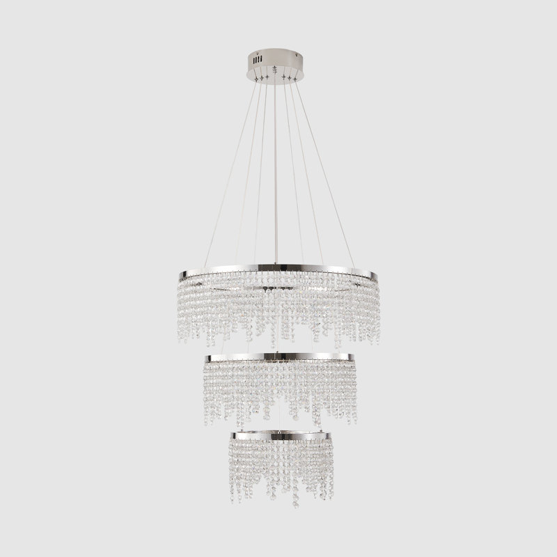 Lustre 3 lumières à DEL 23,6 pouces en cristal chromé intégré - luxe moderne