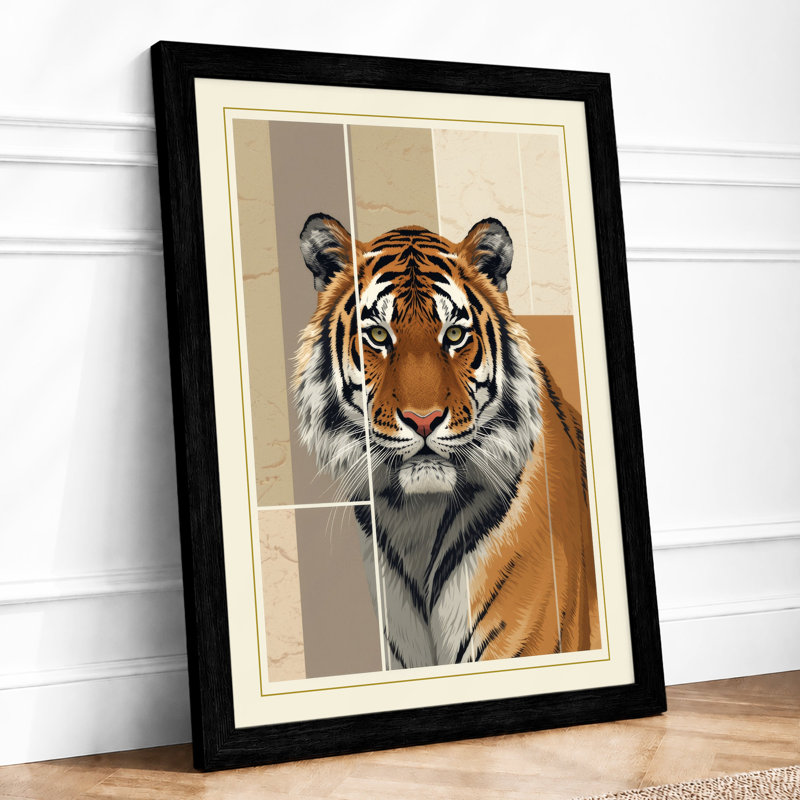 Tiger Composed Minimalist - Print, A2 - 59.4 x 42.0 cm, Black