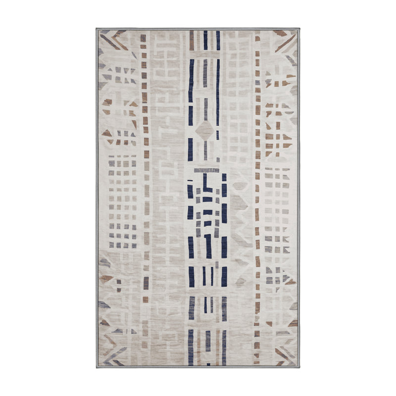 Tapis gris lavable à la machine, Rectangle 5 pi x 7 pi
