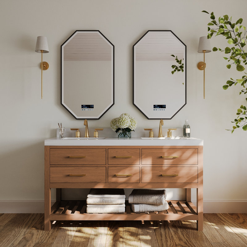 Elizabeth 60'' W Double Vanity, Sienna/Rose Gold, Pure White Quartz