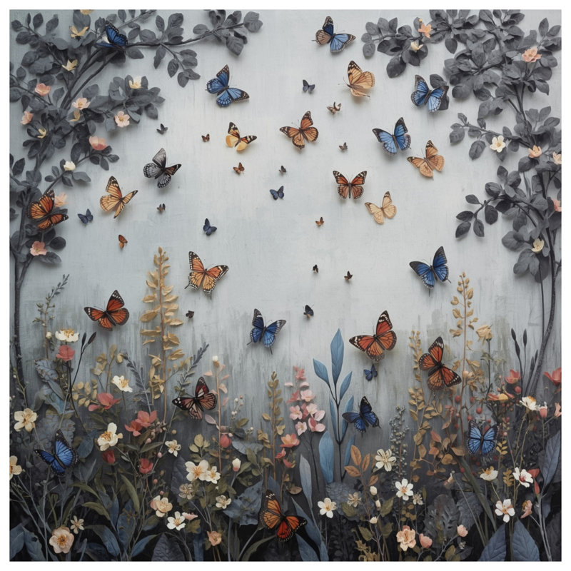Rideaux de douche Butterflies And Wildflowers, L 70 po x H 72 po